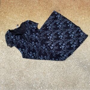 Motel Rocks Floral Black and Blue Midi Dress